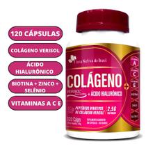 Colágeno Verisol + Ácido hialurônico + Biotina + Selênio + Zinco + Vitamina A B C - 120 Cápsulas