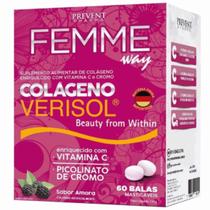 Colágeno Verisol Femme Way 60 Balas Sabor Amora com Picolinato de Cromo e Vitamina C Firmeza da Pele
