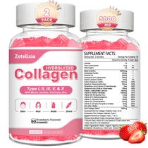 Colágeno Zetelixia Sem Açúcar - 2 Pacotes com 5000mg de Biotina (15k)