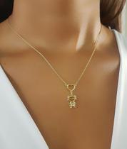 Colar 1 Filho Com Coração Vazado Banhado a Ouro - 1 Menina