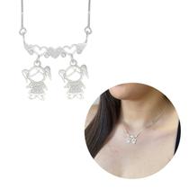 Colar 2 Filhos Menino Ou Menina Prata 925 Legítima Cravejado