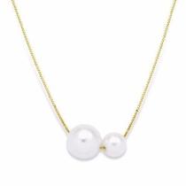 Colar 2 Perolas Super Chique Folheado A Ouro 18K Colar 2 Perolas Super Chique Folheado A Ouro 18K