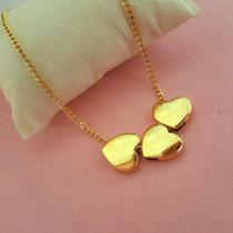 Colar 3 corações banhado a ouro 18k Colar 3 corações banhado a ouro 18k