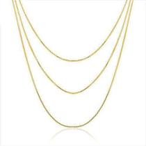 Colar 3 Correntes Triplo Top Super Xique Folheada A Ouro