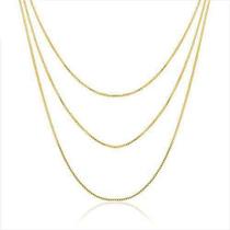 Colar 3 Correntes Triplo Top Super Xique Folheada A Ouro Colar 3 Correntes Triplo Top Super Xique Folheada A Ouro