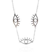 Colar 3 olhos gregos vazados ródio branco Colar 3 olhos gregos vazados ródio branco