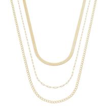 Colar 3 voltas mariah malha e elos folheado a ouro 18k