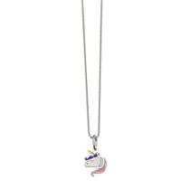 Colar 35cm Infantil em Prata 925 Cabeça de Unicórnio Resinado 8x11mm Colar 35cm Infantil em Prata 925 Cabeça de Unicórnio Resinado 8x11mm