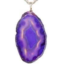 Colar 40cm Prata 925 Chapa de Ágata Lilás Pino Prata 950 Colar 40cm Prata 925 Chapa de Ágata Lilás Pino Prata 950