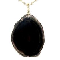 Colar 40cm Prata 925 com Chapa de Agata Negra Pino Prata 950