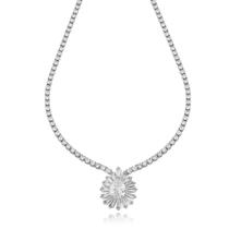 Colar 40cm Riviera de Zircônias com Gota Central Folheado Ródio Branco