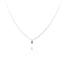 Colar 45 cm Gota Verde Prata Legitima 925