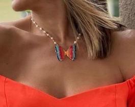 Colar 45cm + extensor pérolas pingente verniz banho de ouro 18