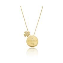 Colar 45cm 'Guarda Me' E Divino Com Pedras De Zircônia Branca - Banhado a Ouro Colar 45cm 'Guarda Me' E Divino Com Pedras De Zircônia Branca - Banhado a Ouro