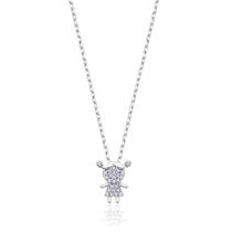 Colar 45cm Menina Cravejada Com Zircônia Lilás Prata 925 com Ródio