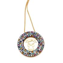 Colar 45cm Pingente Menina Com Zircônias Mix Color Em Prata Com Ouro 18k Colar 45cm Pingente Menina Com Zircônias Mix Color Em Prata Com Ouro 18k