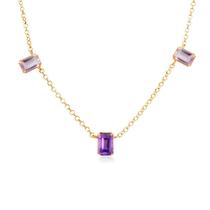 Colar 5 Ametista Retangular Em Ouro 18K