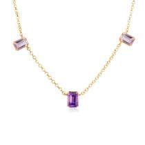 Colar 5 Ametista Retangular em Ouro 18K
