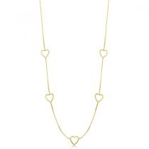 Colar 5 Corações Vazado Liso