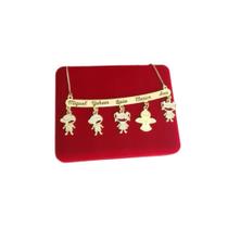 Colar 5 Filhos Anjo Menino Ou Menina Com Nome Banhado A Ouro