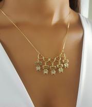 Colar 5 Filhos Com Coração Vazado Banhado a Ouro - 5 Meninas