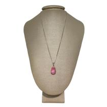 Colar 50Cm Prata 925 Gota Opala Rosa Lapidada Ponte Vecchio Colar 50Cm Prata 925 Gota Opala Rosa Lapidada Ponte Vecchio