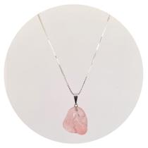 Colar 50Cm Prata 925 Quartzo Rosa - Natural P. Vecchio Joias