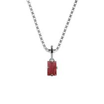 Colar 50Cm Prata 925 Turmalina Rosa Natural E Verdadeira