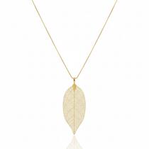 Colar 60 cm Folha com Detalhes Banhado em Ouro 18K Colar 60 cm Folha com Detalhes Banhado em Ouro 18K