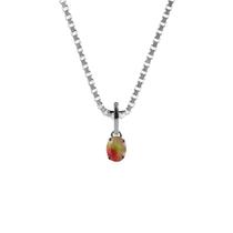 Colar 60Cm Prata 925 Turmalina Melancia Oval Verdadeira