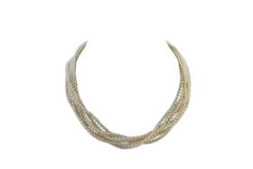 Colar 7 Fios de Pérolas Champagne com Fecho em Ouro 18k