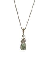 Colar Abacaxi verde ródio negro