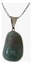 Colar Aço Com Pingente Em Pedra Natural Quartzo Verde V840 Colar Aço Com Pingente Em Pedra Natural Quartzo Verde V840
