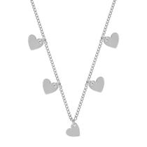 Colar Aço GLAM Groumet com 5 Corações Lisos 0.9 x0.8mm 45cm