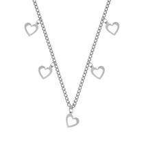 Colar Aço GLAM Groumet com 5 Corações Vazados 14x12mm 45cm