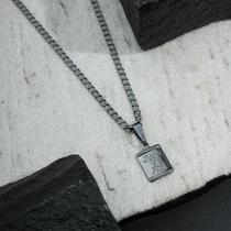 Colar Aço Inox Deus é Fiel Grafite