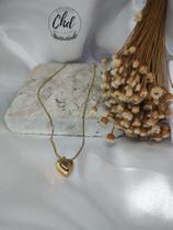 Colar Aço Inox Dourado com Pingente Coração_ Colar Sienna