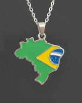 Colar Aço Inox Hipoalergênico Pingente Mapa Do Brasil Colar Aço Inox Hipoalergênico Pingente Mapa Do Brasil