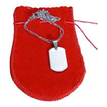 Colar aço inox prateado retangulo curvado oração pai nosso Colar aço inox prateado retangulo curvado oração pai nosso