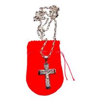 COLAR AÇO INOX TIJOLINHO grossa 4mm 70CM crucifixo ORAÇÃO