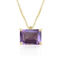 Colar Ametista Retangular Em Ouro 18K