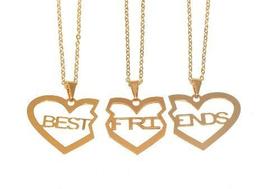 Colar Amigas Best Friends Amizade Folheado 3 Pçs - B17