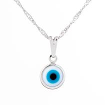 Colar Amuleto Olho Grego Branco 8,5 mm Proteção Contra Inveja - Sunshine Cristais