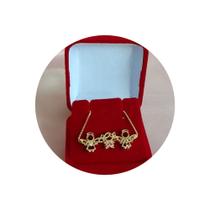 Colar Anjo, Menina e Anjo Folheado a Ouro 18k