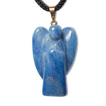 Colar Anjo Pedra Quartzo Azul Natural Montagem Pino Dourado Colar Anjo Pedra Quartzo Azul Natural Montagem Pino Dourado