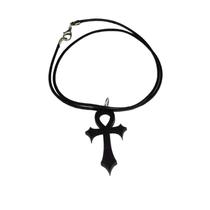 Colar Ankh Preto em Acrilico - Estilo Egípcio Antigo e Gótico