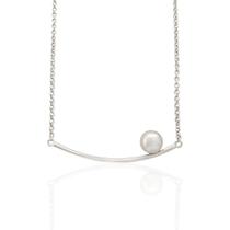 Colar Arco com Esfera Espelhada Banho Ródio Branco