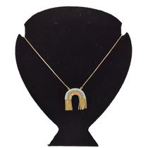 Colar Arco Íris Colorido Semijoia Banhado Ouro 18k Zirconias