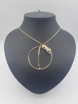 Colar argola vazada 3 pontos banhado a ouro 18k Colar argola vazada 3 pontos banhado a ouro 18k