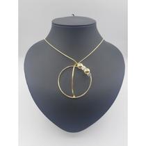 Colar argola vazada 3 pontos banhado a ouro 18k Colar argola vazada 3 pontos banhado a ouro 18k